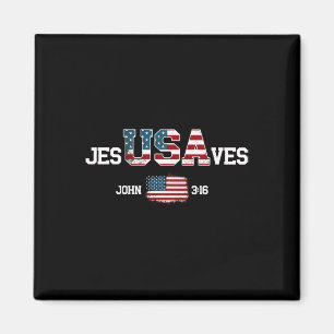 Jesus Saves Usa American Flag Patriotic Christian Magnet