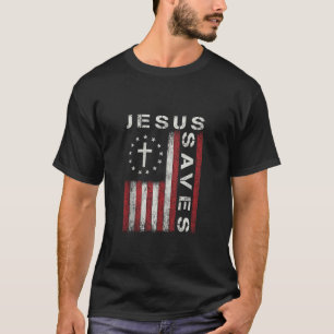 Jesus Saves USA Christian God Bible Faith Cross Re T-Shirt