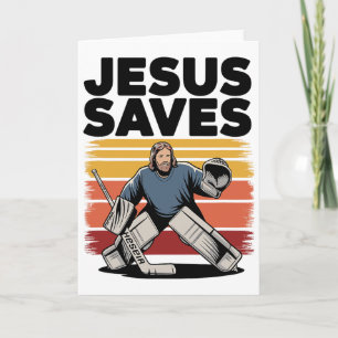 Jesus Saves - Vintage Christian Religious Hockey P Card