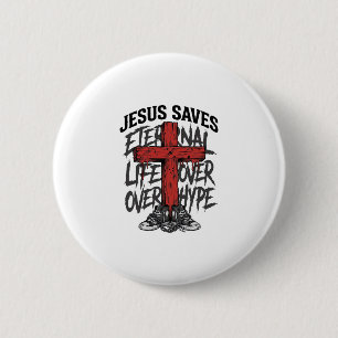 Jesus Saves Vintage Cross Christian Streetwear Shi 6 Cm Round Badge
