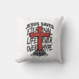 Jesus Saves Vintage Cross Christian Streetwear Shi Cushion