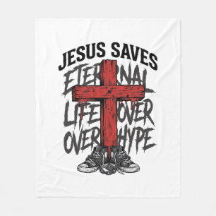 Jesus Saves Vintage Cross Christian Streetwear Shi Fleece Blanket