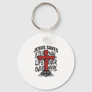 Jesus Saves Vintage Cross Christian Streetwear Shi Key Ring