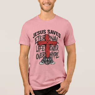 Jesus Saves Vintage Cross Christian Streetwear Shi Tri-Blend Shirt
