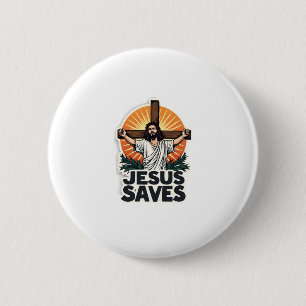 Jesus Saves Vintage Engraving Faith Shirt (1) 6 Cm Round Badge