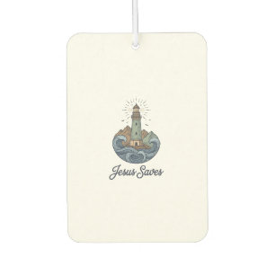 Jesus Saves Vintage Lighthouse Christian Shirt_1 Car Air Freshener