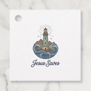 Jesus Saves Vintage Lighthouse Christian Shirt_1 Favour Tags