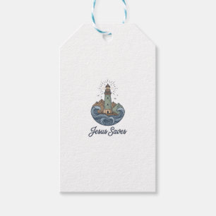 Jesus Saves Vintage Lighthouse Christian Shirt_1 Gift Tags