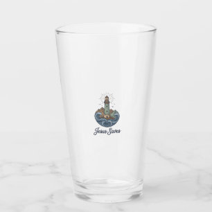 Jesus Saves Vintage Lighthouse Christian Shirt_1 Glass