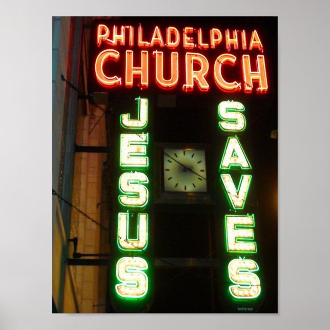 Jesus Saves Vintage Neon Sign Poster (Front)