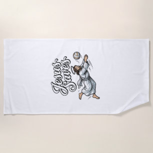 Jesus Saves Volleyball Vintage Christian Shirt Beach Towel