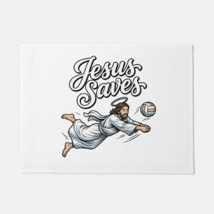 Jesus Saves Volleyball Vintage Christian Shirt Doormat