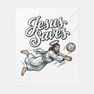 Jesus Saves Volleyball Vintage Christian Shirt Fleece Blanket