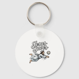Jesus Saves Volleyball Vintage Christian Shirt Key Ring