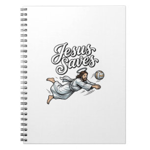 Jesus Saves Volleyball Vintage Christian Shirt Notebook