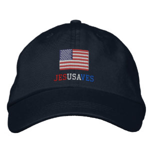 Jesus Saves with American Flag Embroidered Hat