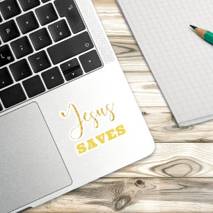 Jesus Saves Yellow Gold Glitter