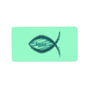 Jesus Saviour Christian Fish Symbol Label