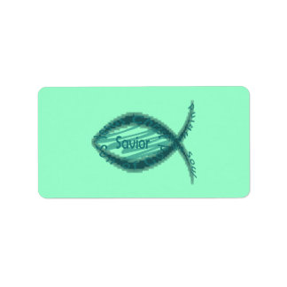 Jesus Saviour Christian Fish Symbol Label