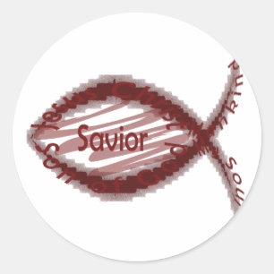 Jesus Saviour Fish Symbol Classic Round Sticker