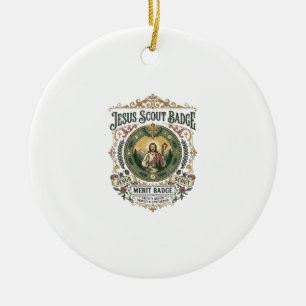 Jesus Scout Badge Merit Badge Jesus Scout Badge Me Ceramic Ornament