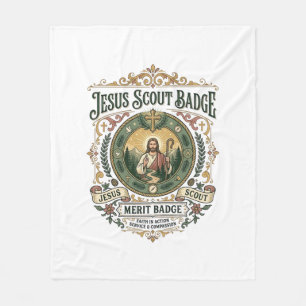 Jesus Scout Badge Merit Badge Jesus Scout Badge Me Fleece Blanket