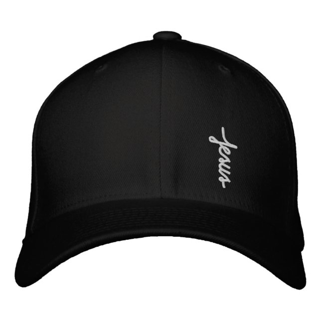Jesus Script Cross Christian  Embroidered Hat (Front)