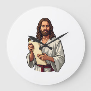 Jesus Scroll Scripture Vintage Engraving Tee 2 Large Clock