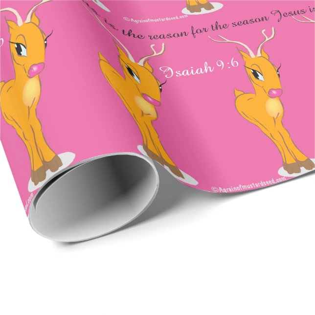 Jesus Season Girl Reindeer Wrapping Paper (Roll Corner)