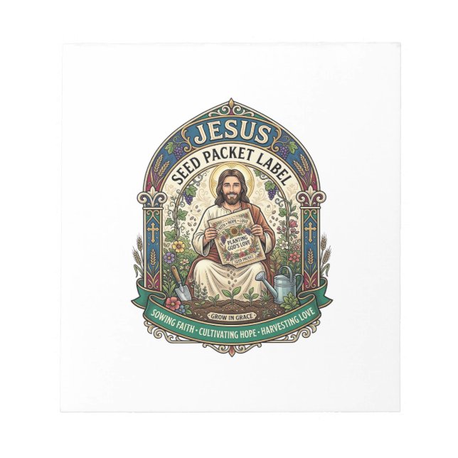 Jesus Seed Packet Label Jesus Seed Packet Christia Notepad (Front)