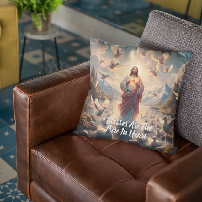 Jesus Serene Heaven of Ducks Cushion (Creator Uploaded)