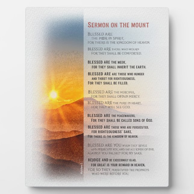 Jesus' Sermon on the Mount - Matthew 5 Plaque (Front)