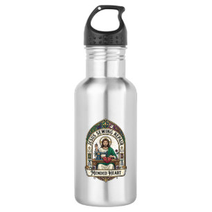 Jesus Sewing Repair Mended Heart Jesus Sewing Repa 532 Ml Water Bottle