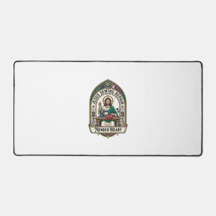 Jesus Sewing Repair Mended Heart Jesus Sewing Repa Desk Mat
