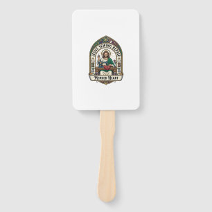 Jesus Sewing Repair Mended Heart Jesus Sewing Repa Hand Fan