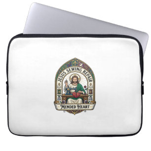 Jesus Sewing Repair Mended Heart Jesus Sewing Repa Laptop Sleeve