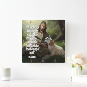 Jesus: Shepherd, Lamb, Iniquity Laid Square Wall Clock