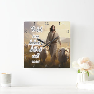 Jesus: Shepherd, Peace, Unfailing Love Square Wall Clock