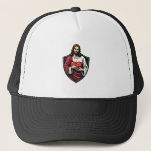 Jesus Shielded Heart Vintage Engraving Shirt Trucker Hat