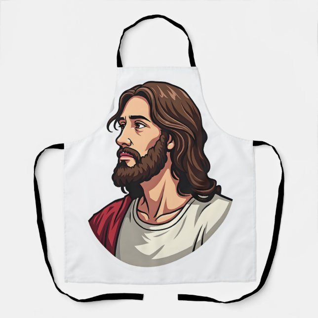 Jesus Side Profile Vintage Engraving Tee 2 Apron (Front)