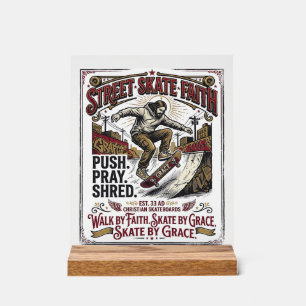 Jesus Skate Longboard Shirt Christian Acrylic Sign
