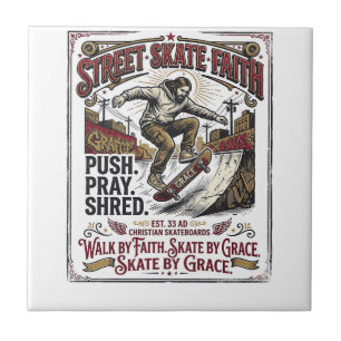 Jesus Skate Longboard Shirt Christian Ceramic Tile