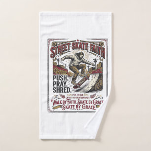 Jesus Skate Longboard Shirt Christian Hand Towel