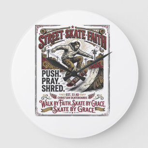 Jesus Skate Longboard Shirt Christian Large Clock