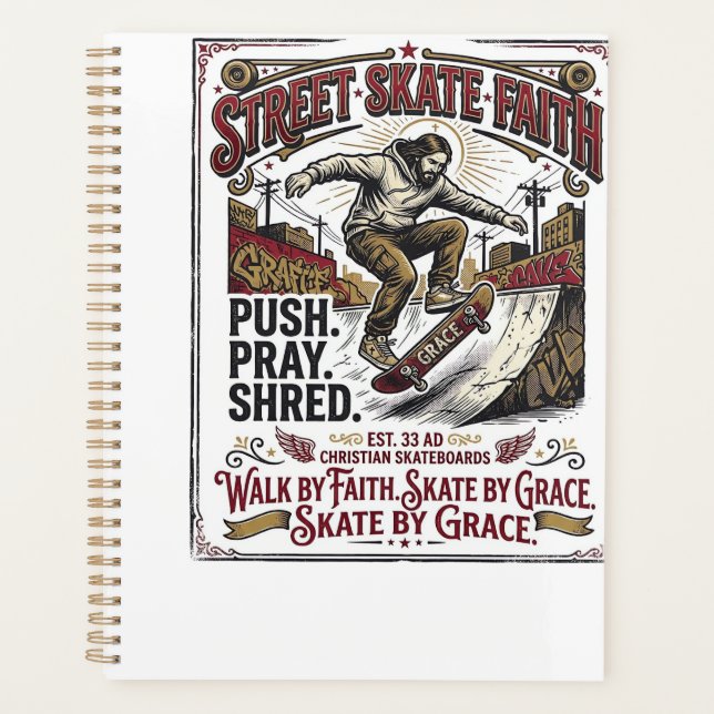 Jesus Skate Longboard Shirt Christian Planner (Front)