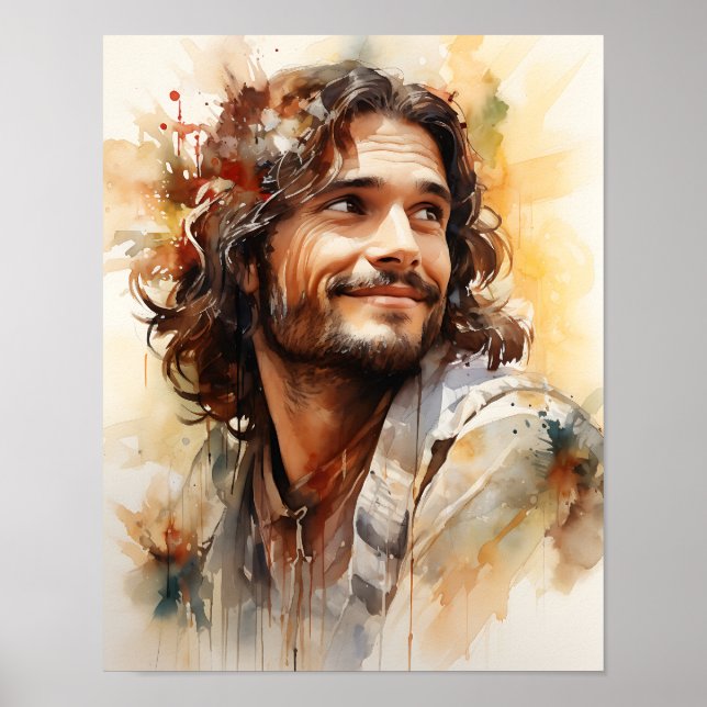 Jesus Smiling Art Poster (Front)