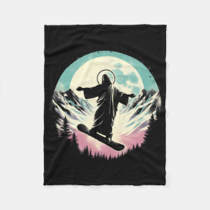 Jesus Snowboarding - Funny Christian Religious Sno Fleece Blanket