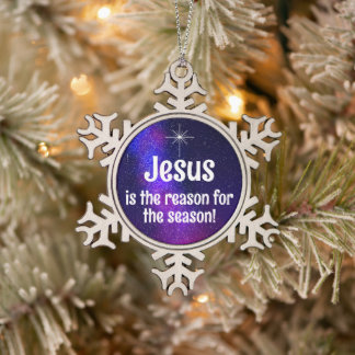 Jesus Snowflake Pewter Christmas Ornament
