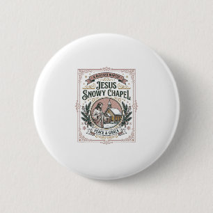 Jesus Snowy Chapel Jesus Snowy Chapel Christian Fa 6 Cm Round Badge