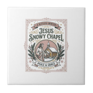 Jesus Snowy Chapel Jesus Snowy Chapel Christian Fa Ceramic Tile